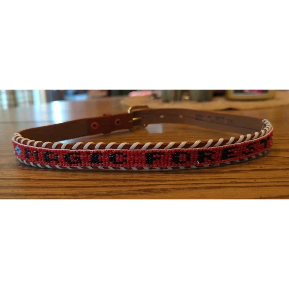 NOS Magic Forest Lake George NY Novelty Beaded Leather Belt Kids Youth Adult 22